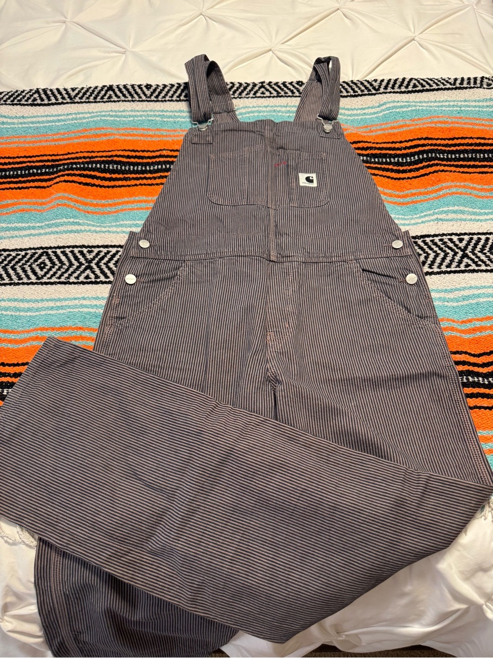 Carhartt Vintage Women’s Striped Carpenter Overalls — Gray